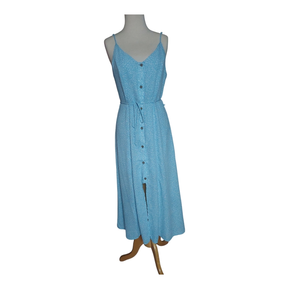 Elegant Blue Button-Down Dress